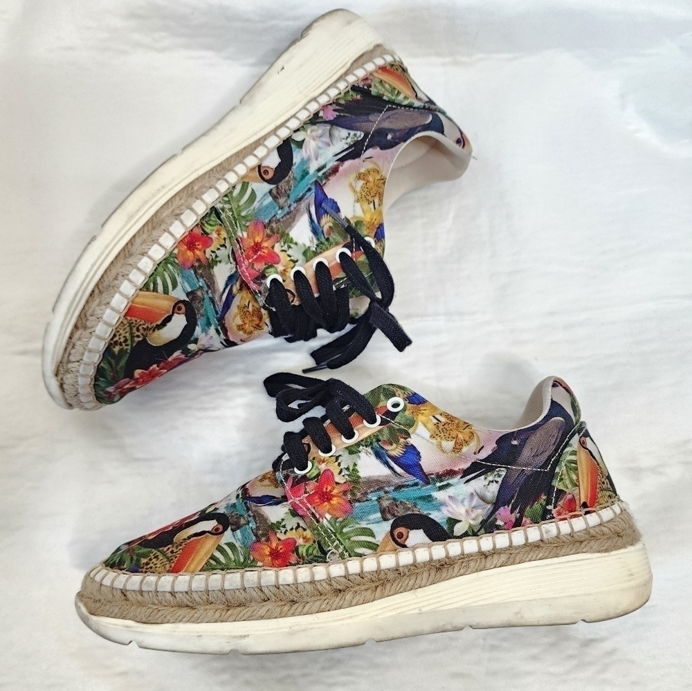 Free People Black Tropical Print Jackson Sneakers 38 - Picture 6 of 8